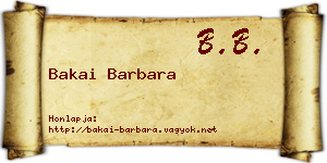 Bakai Barbara névjegykártya